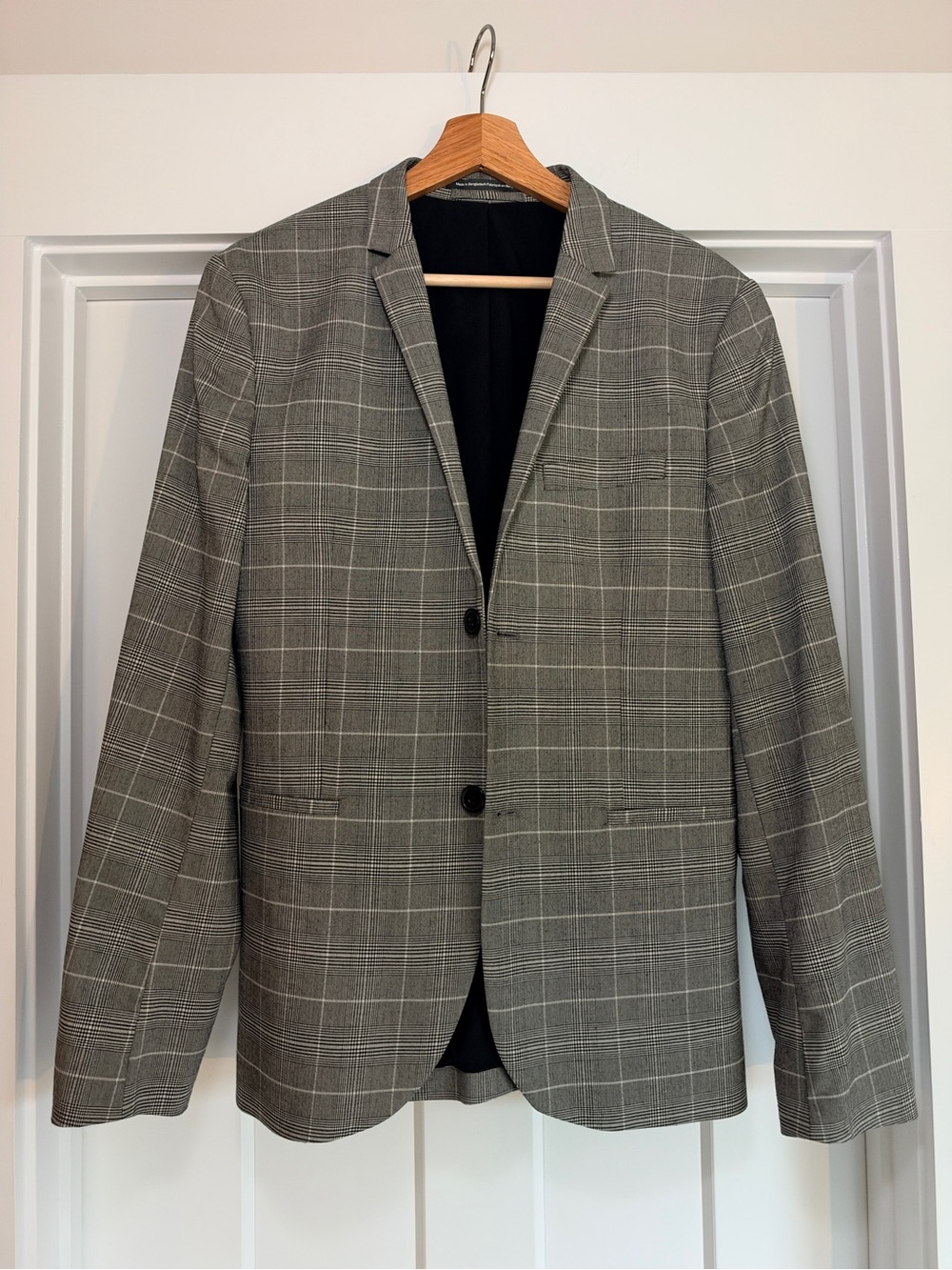 H&M Men's Gray Windowpane Blazer - skinny fit
